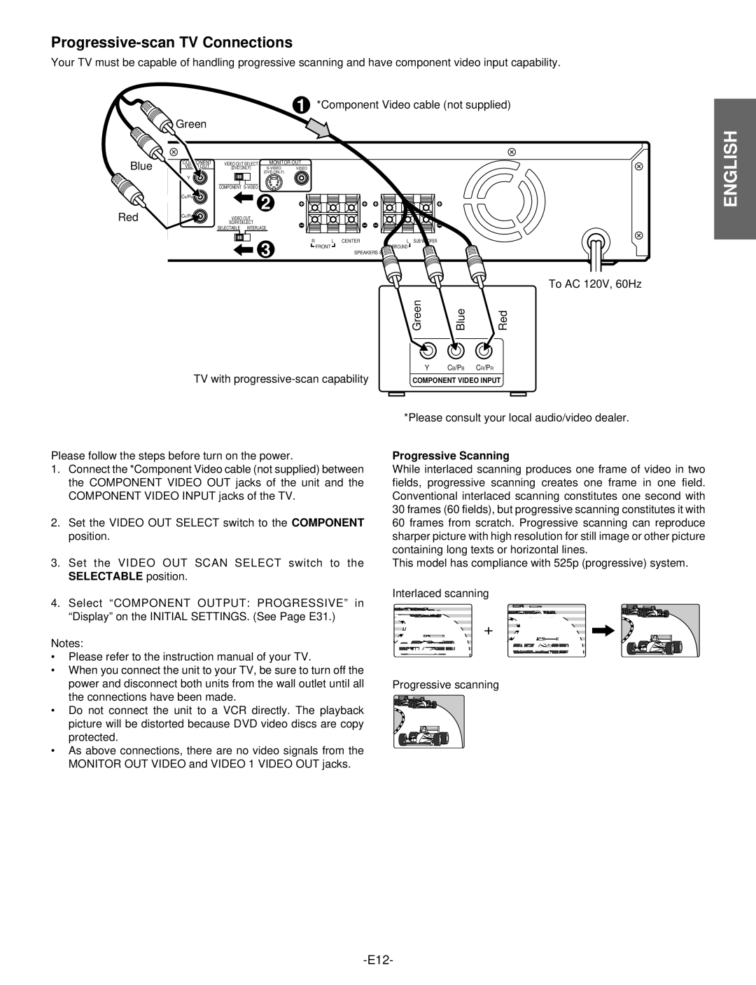 Hitachi DV-S522U instruction manual Progressive-scan TV Connections, Progressive Scanning 