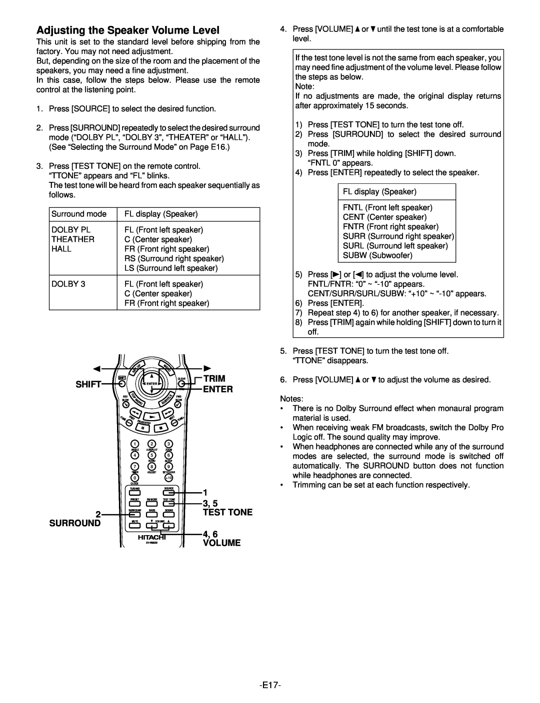 Hitachi DV-S522U instruction manual Adjusting the Speaker Volume Level 