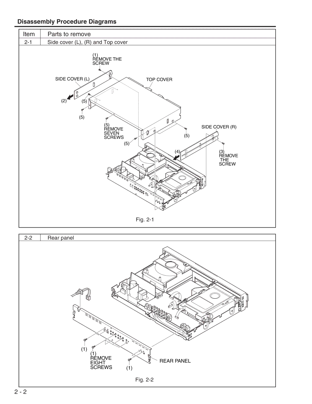 Hitachi DV-W1U specifications Disassembly Procedure Diagrams 