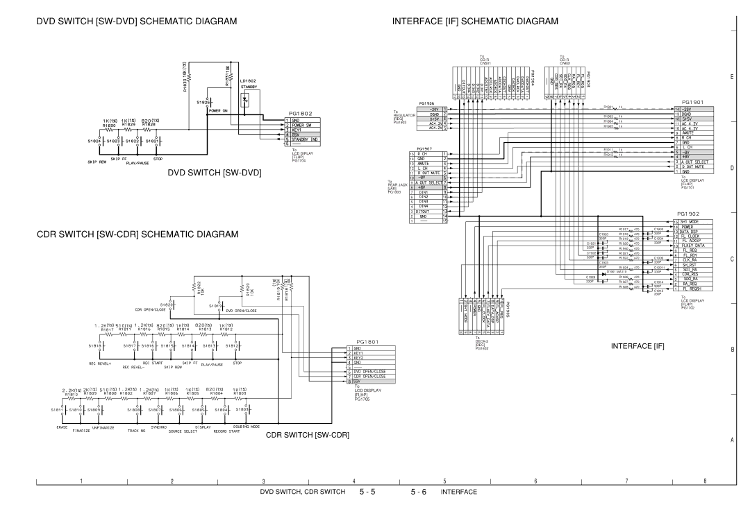 Hitachi DV-W1U specifications CDR Switch SW-CDR Schematic Diagram 