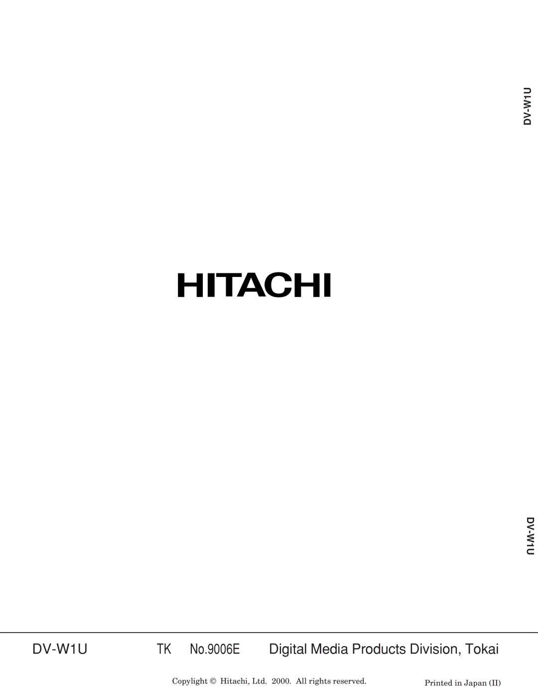 Hitachi DV-W1U specifications 