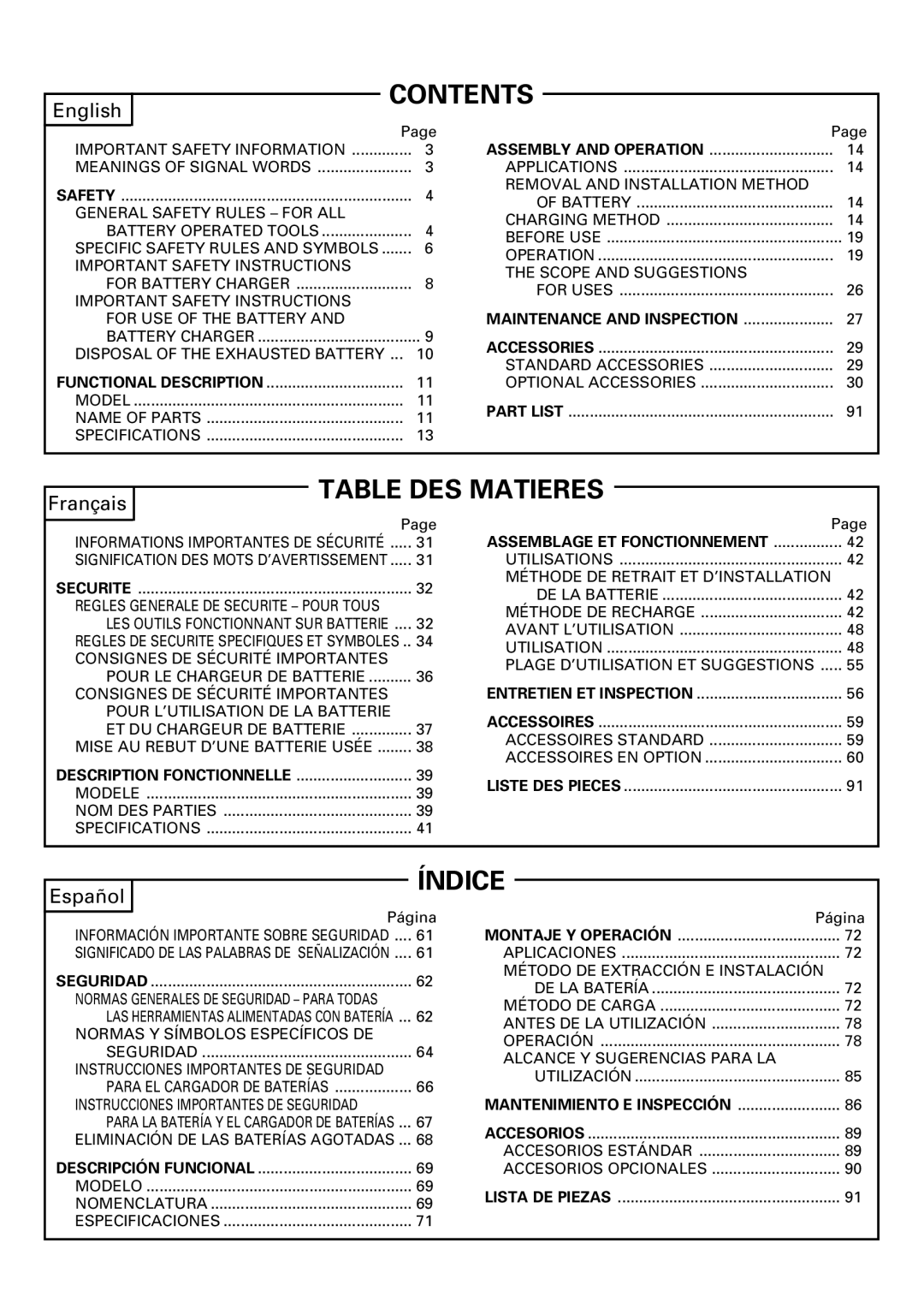 Hitachi DV18DMR, DV14DMR instruction manual Contents 