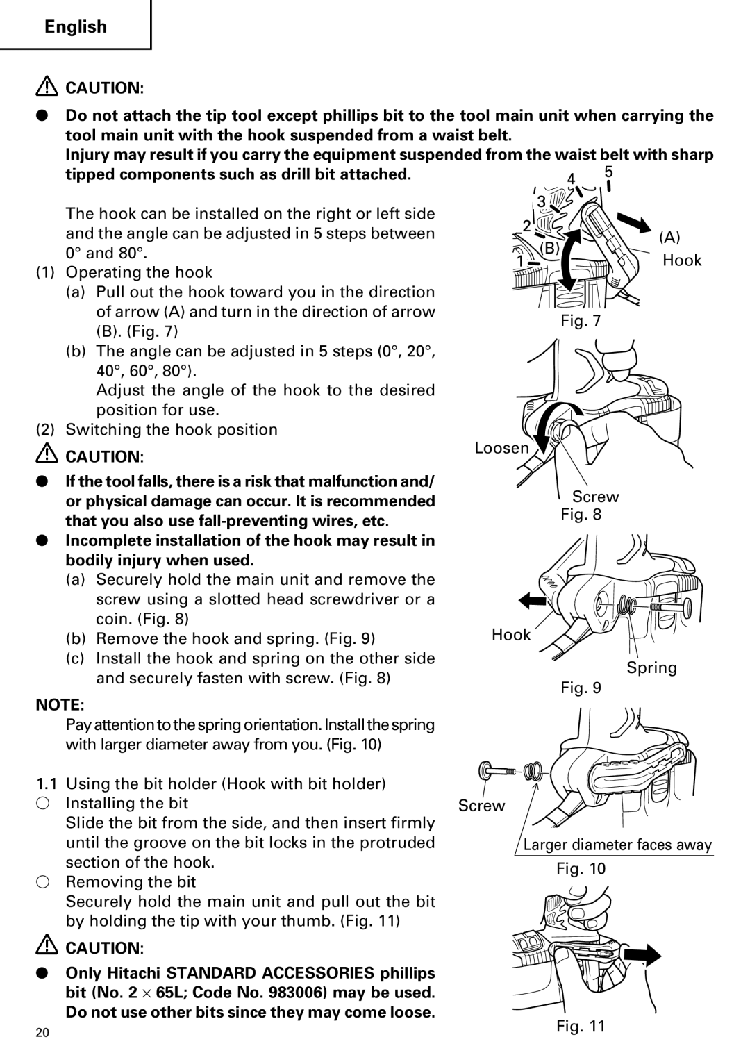 Hitachi DV18DMR, DV14DMR instruction manual Loosen 