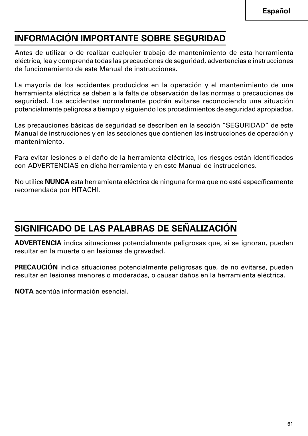 Hitachi DV14DMR, DV18DMR Información Importante Sobre Seguridad, Significado DE LAS Palabras DE Señalización 