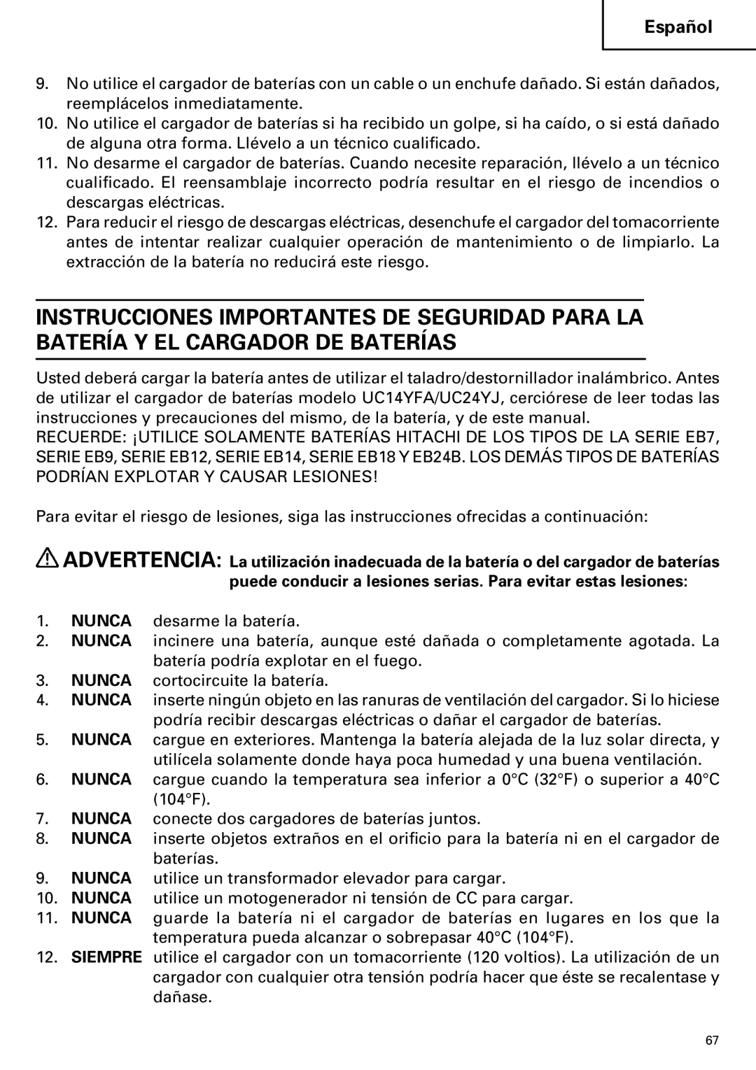 Hitachi DV14DMR, DV18DMR instruction manual Español 