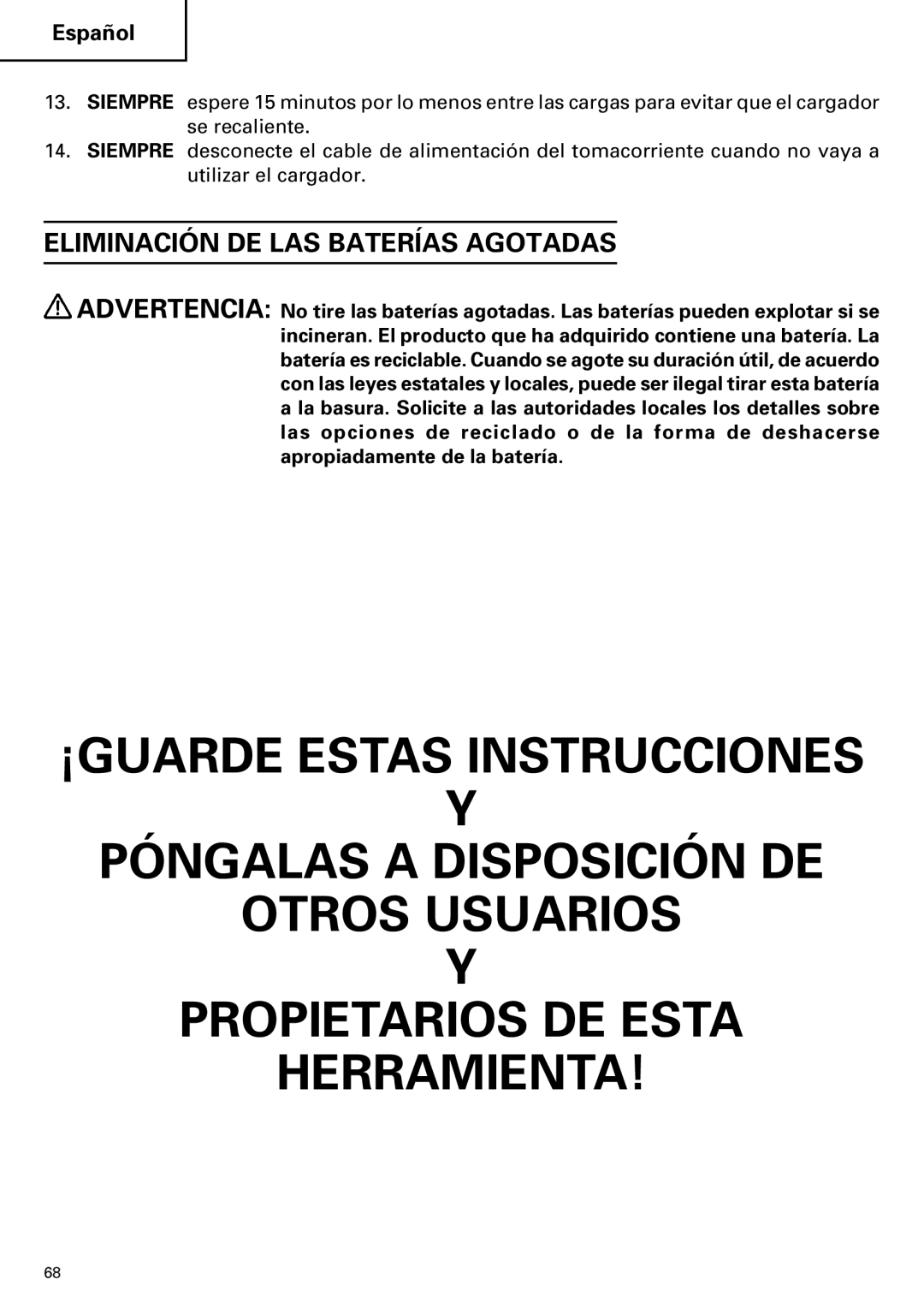 Hitachi DV18DMR, DV14DMR instruction manual Eliminación DE LAS Baterías Agotadas 