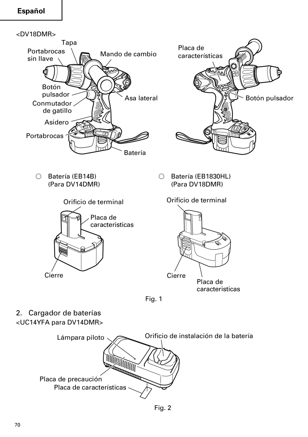 Hitachi DV18DMR, DV14DMR instruction manual Cargador de baterías 