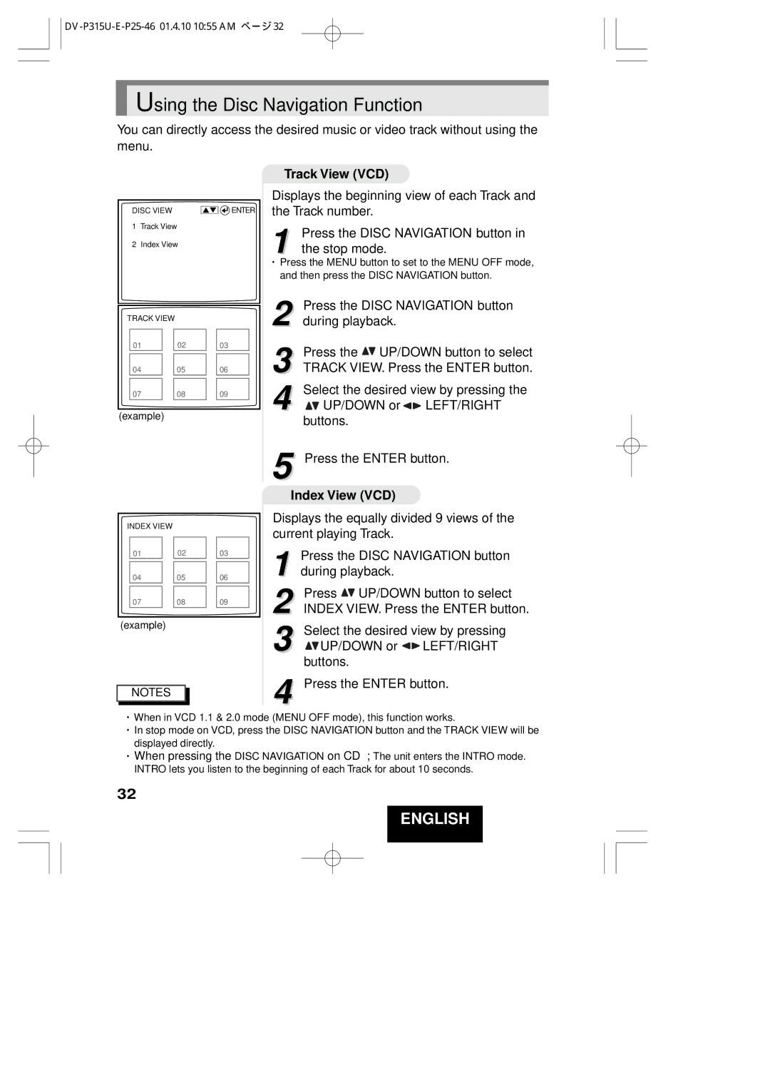 Hitachi DVP315U instruction manual Track View VCD, Index View VCD 