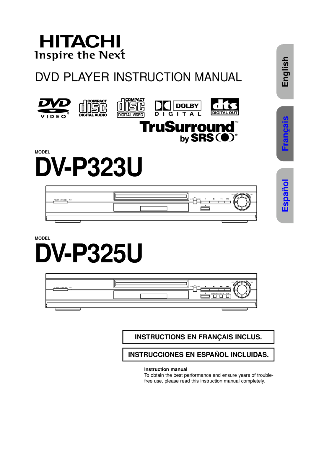 Hitachi DVP325U instruction manual DV-P323U 