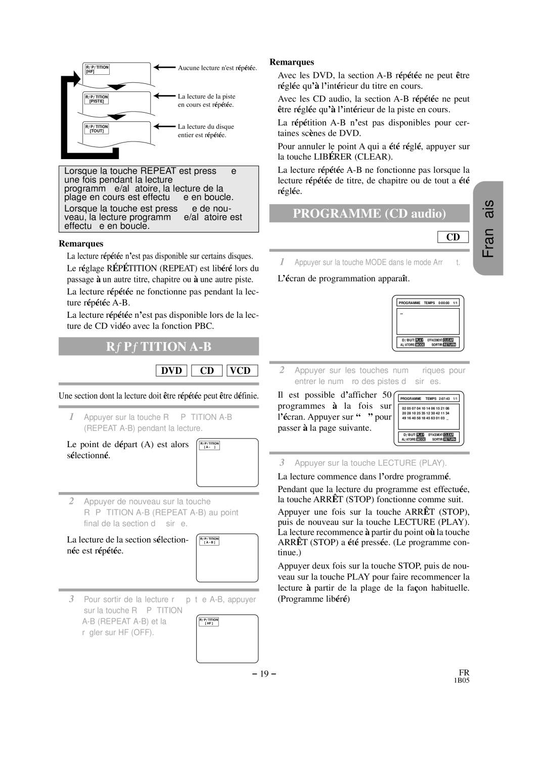 Hitachi DVP325U instruction manual RÉ PÉ Tition A-B 