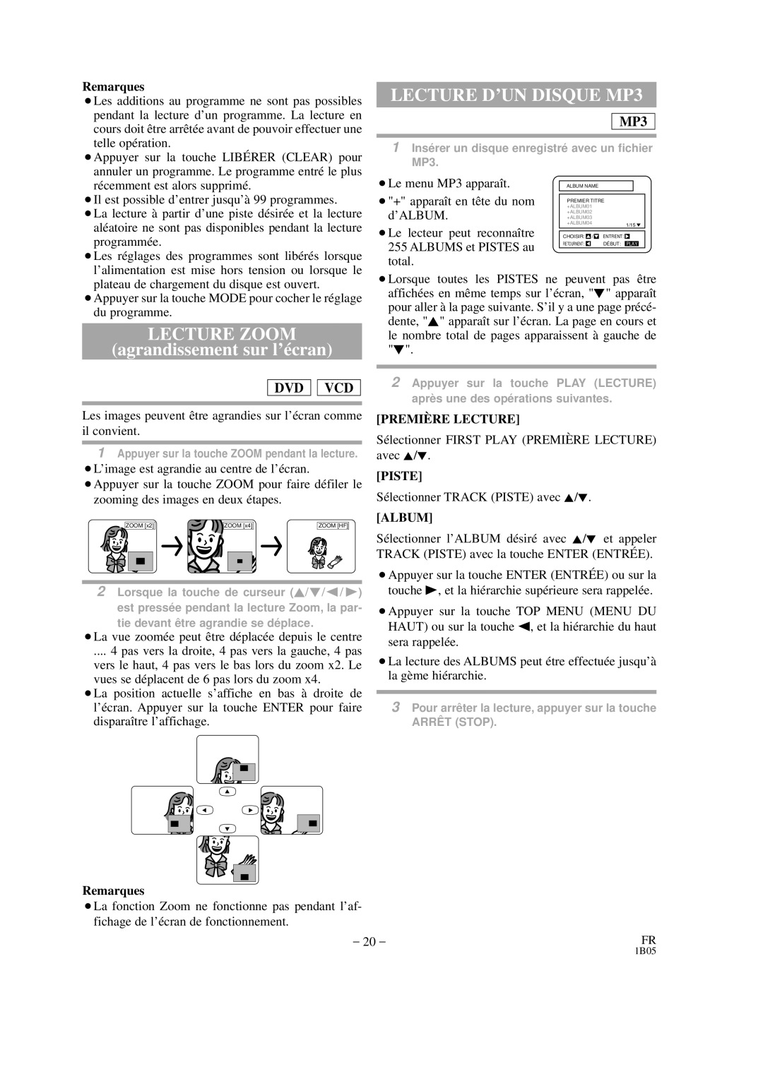 Hitachi DVP325U instruction manual Lecture Zoom, Lecture D’UN Disque MP3 