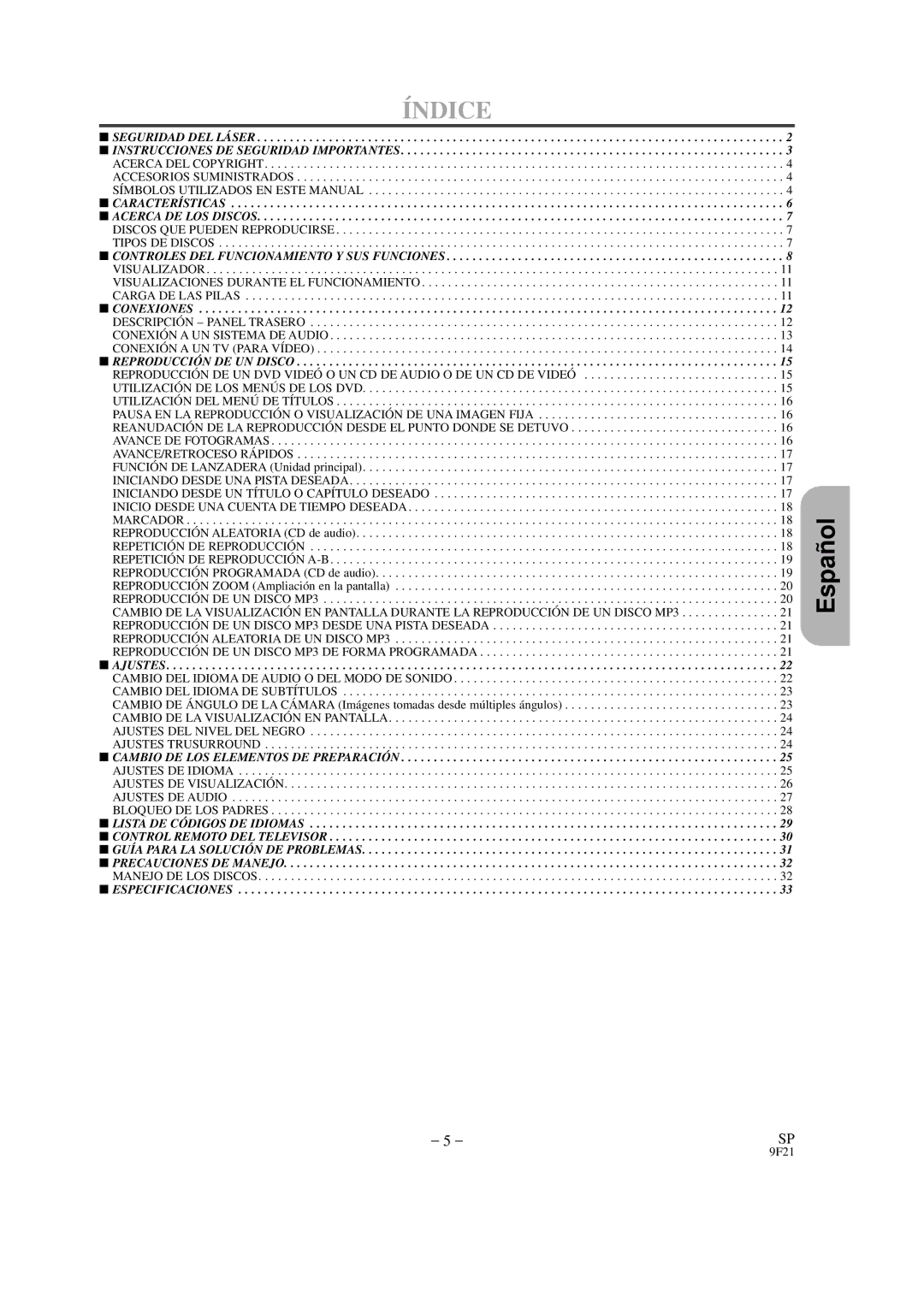 Hitachi DVP325U instruction manual Índice 