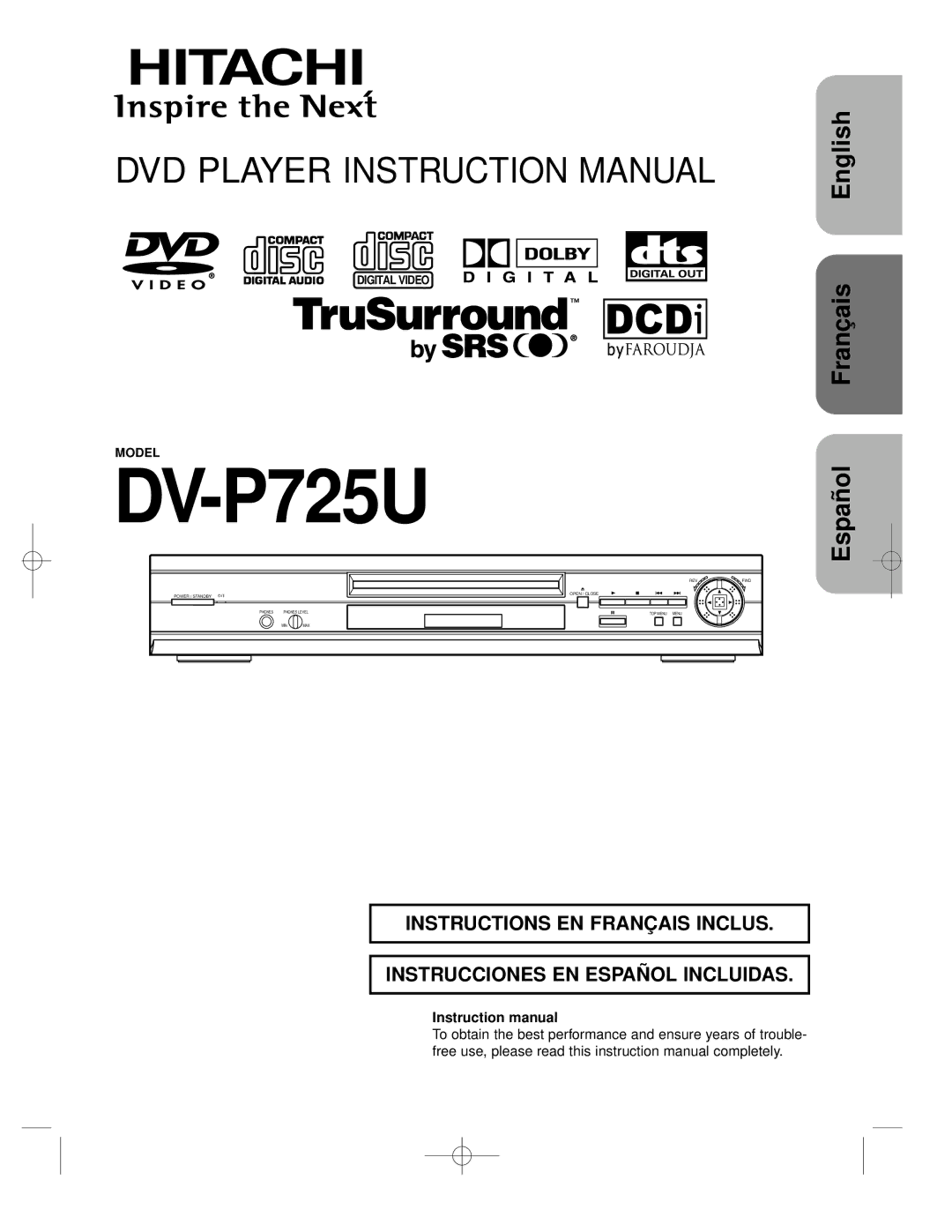 Hitachi DVP725U instruction manual DV-P725U 