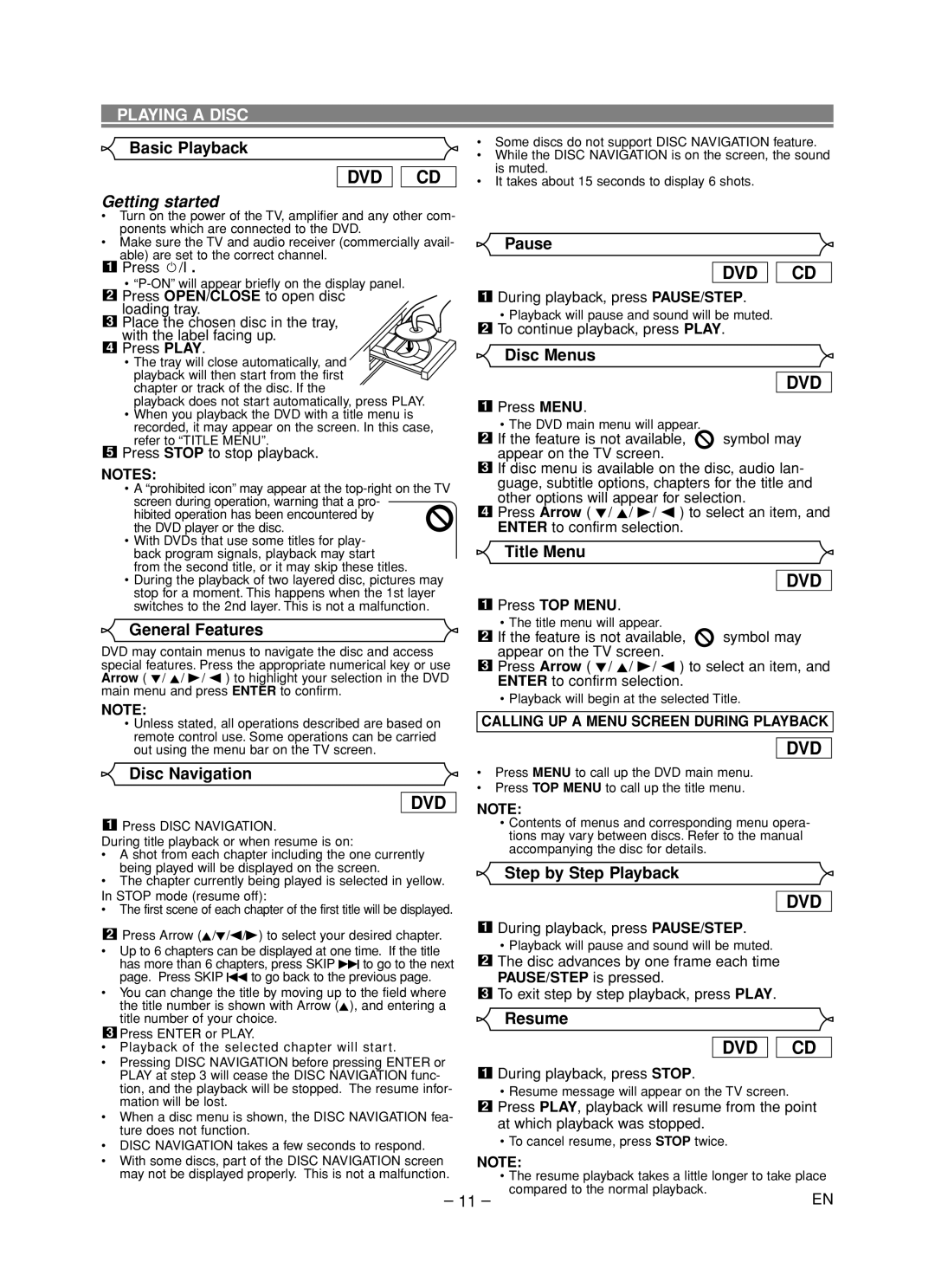 Hitachi DVP735U instruction manual Playing a Disc 