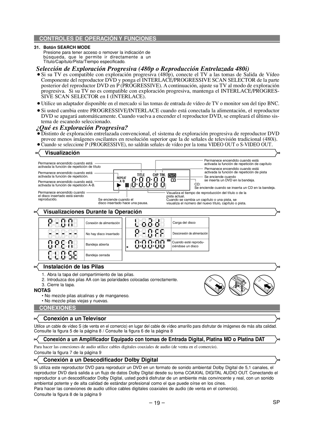 Hitachi DVP735U instruction manual Controles DE Operación Y Funciones, Conexiones 