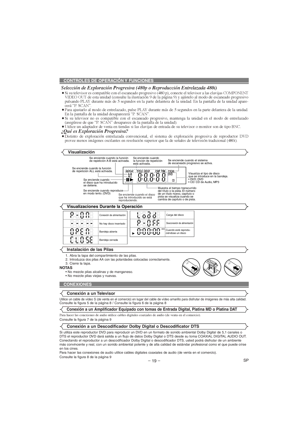 Hitachi DVP745U instruction manual Controles DE Operación Y Funciones, Conexiones 