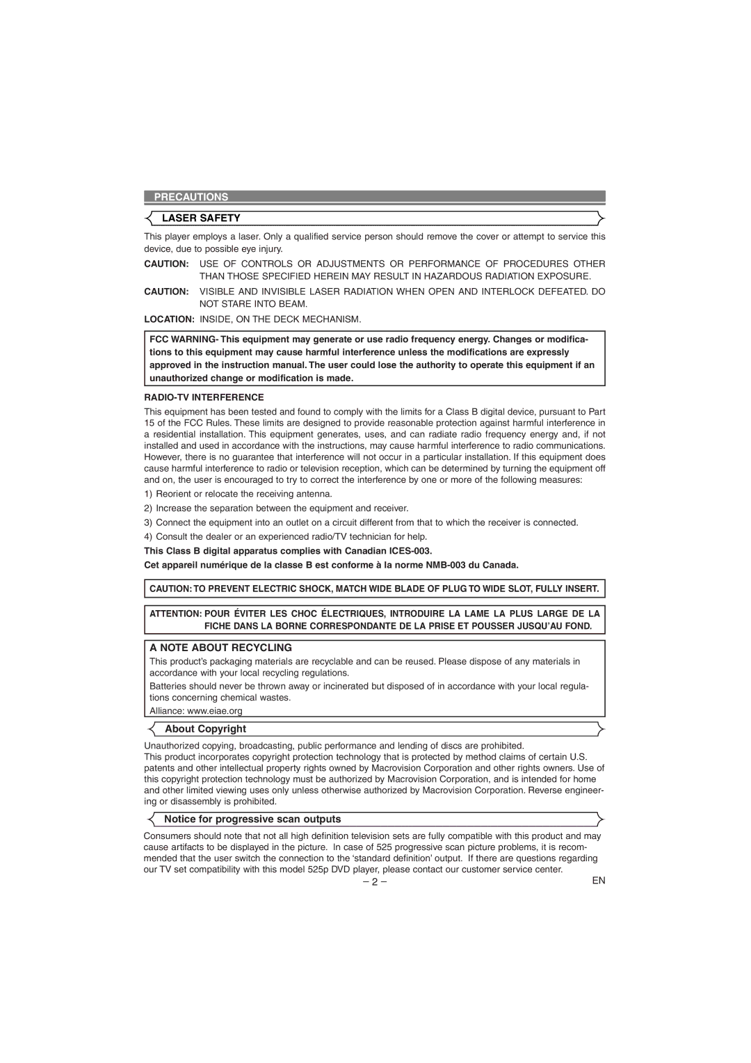 Hitachi DVP745U instruction manual Precautions, About Copyright, RADIO-TV Interference 