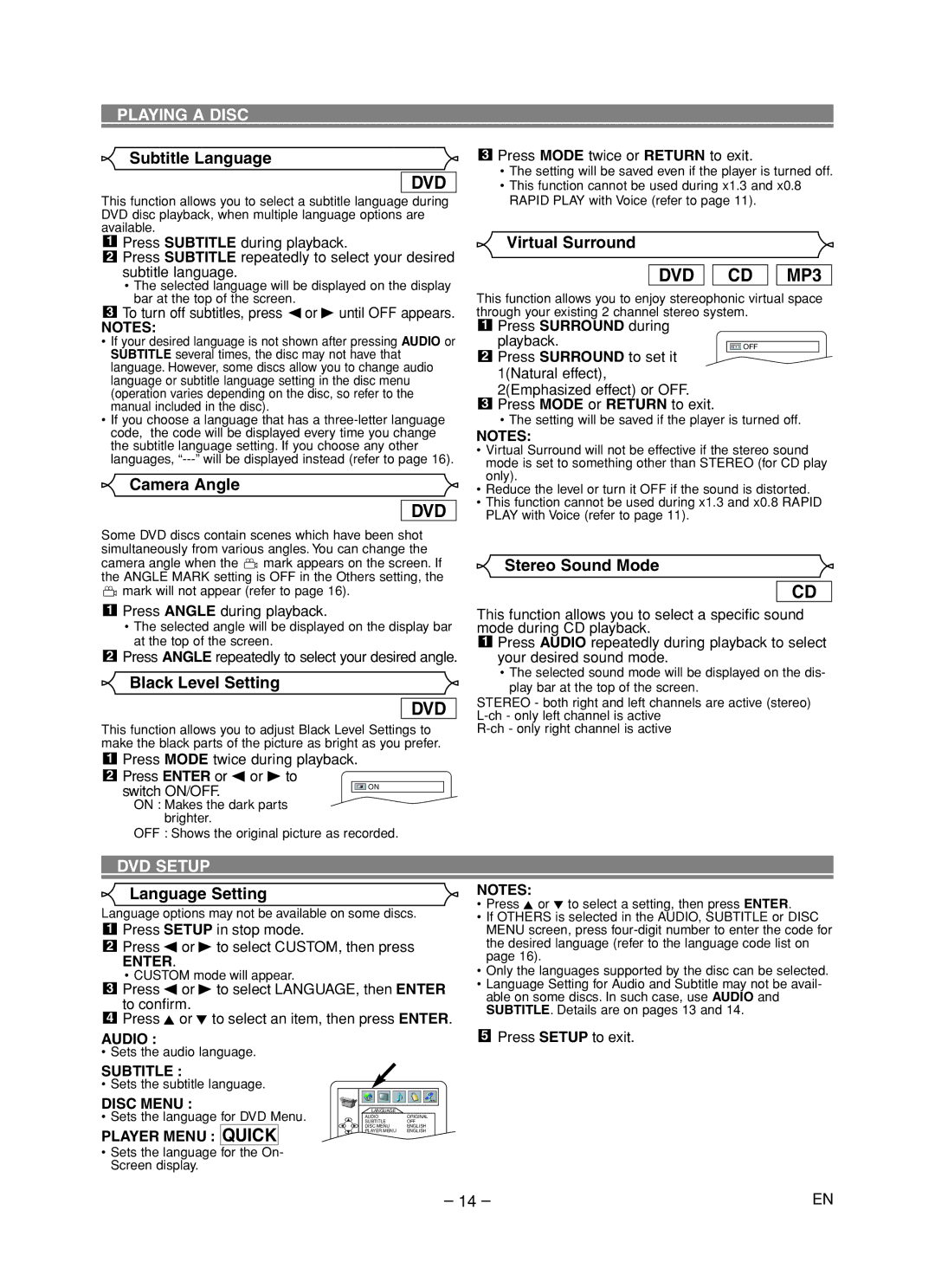 Hitachi DVP755U instruction manual DVD Setup 