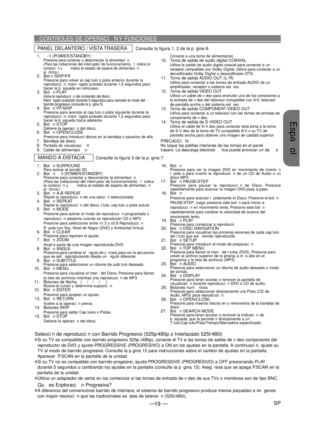 Hitachi DVP755U instruction manual Controles DE Operación Y Funciones, Mando a Distacia, Consulte la figura 3 de la página 