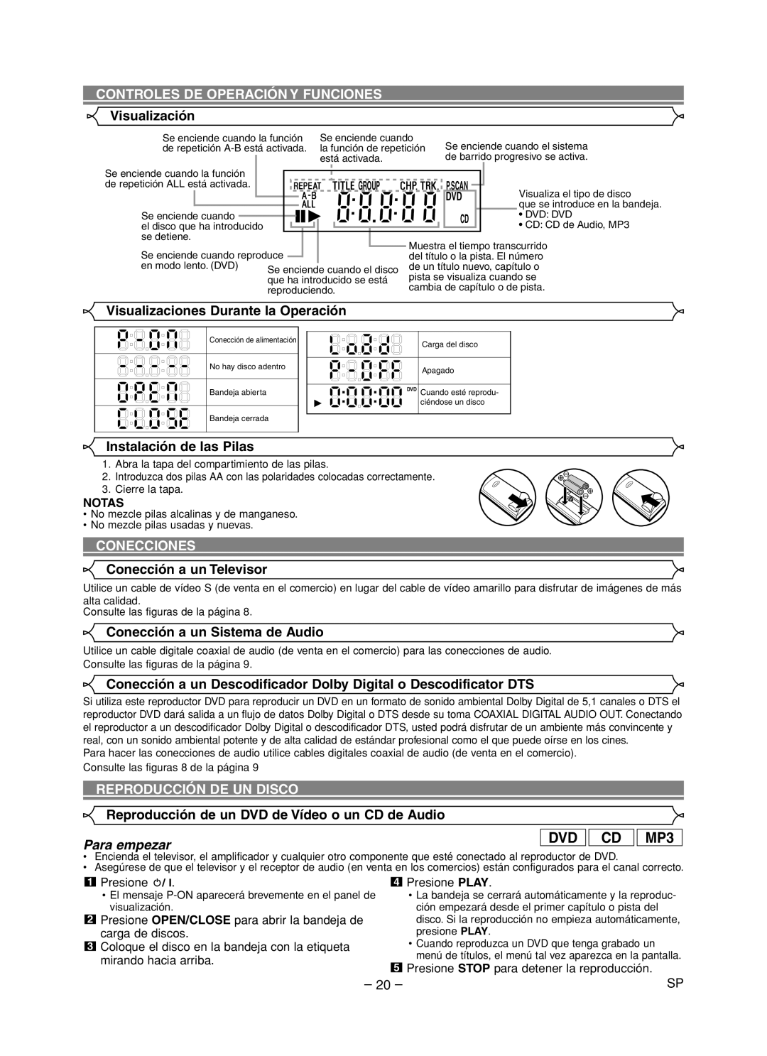 Hitachi DVP755U instruction manual Conecciones, Reproducción DE UN Disco 