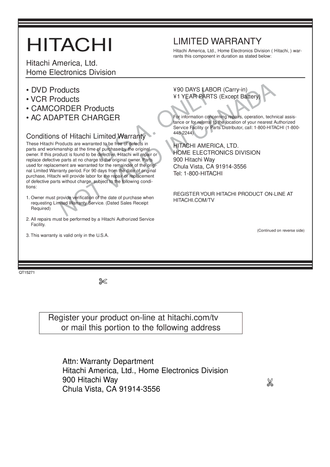 Hitachi DVRF7U instruction manual Valid 