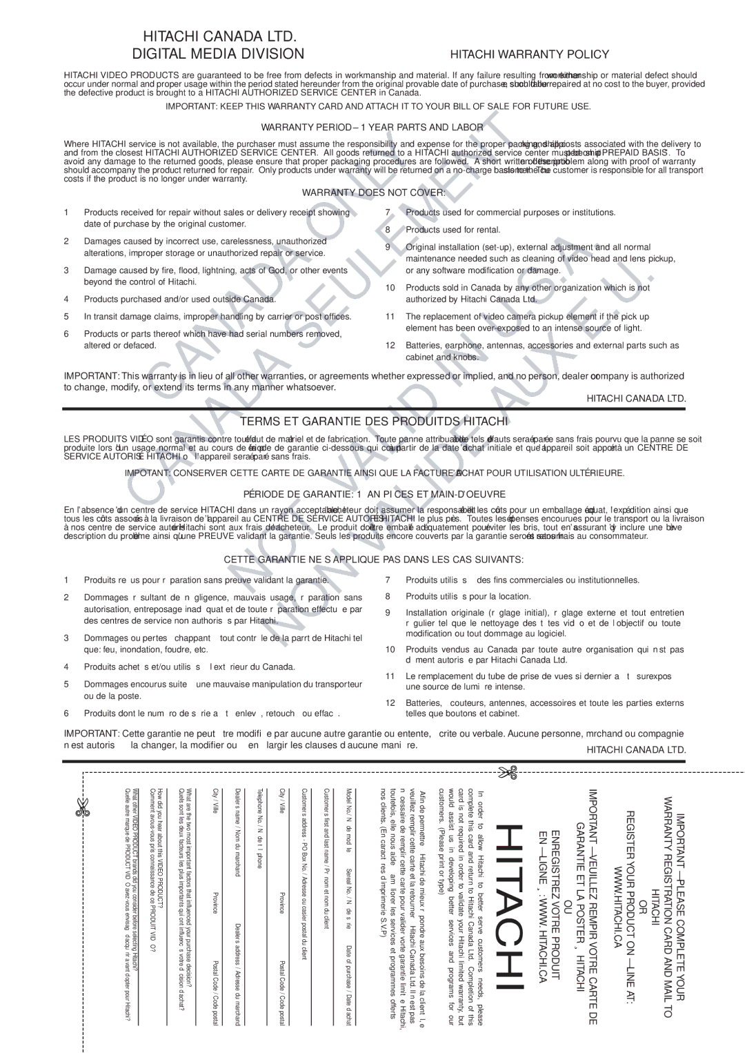 Hitachi DVRF7U instruction manual Hitachi 