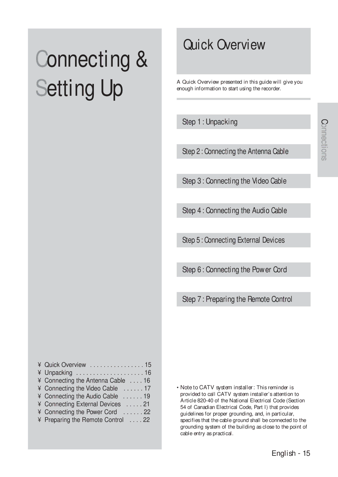 Hitachi DVRF7U instruction manual Connecting & Setting Up, Quick Overview 