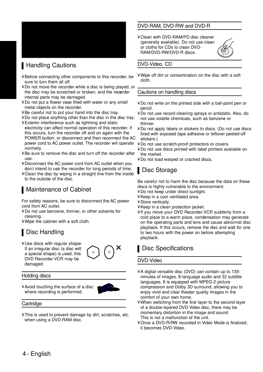 Hitachi DVRF7U instruction manual Precaution 