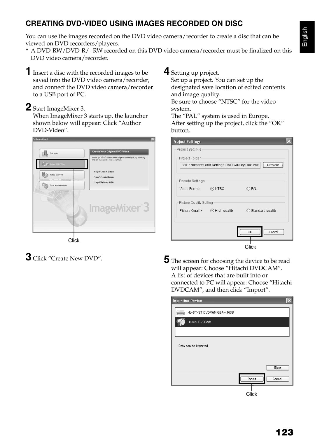 Hitachi DZ-B35A instruction manual 123, Creating DVD-VIDEO Using Images Recorded on Disc 