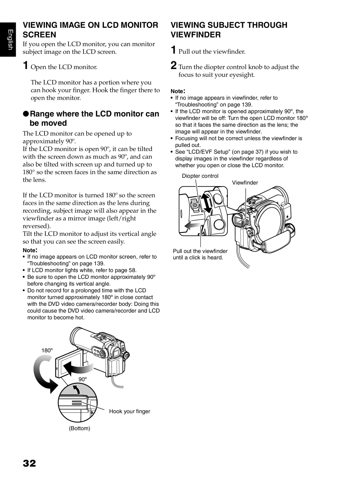 Hitachi DZ-B35A instruction manual Viewing Image on LCD Monitor Screen, Range where the LCD monitor can be moved 