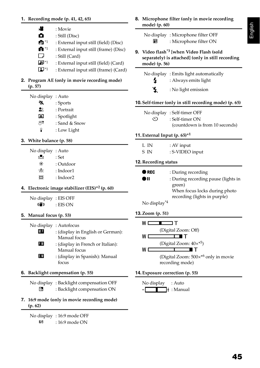 Hitachi DZ-B35A instruction manual Program AE only in movie recording mode p 