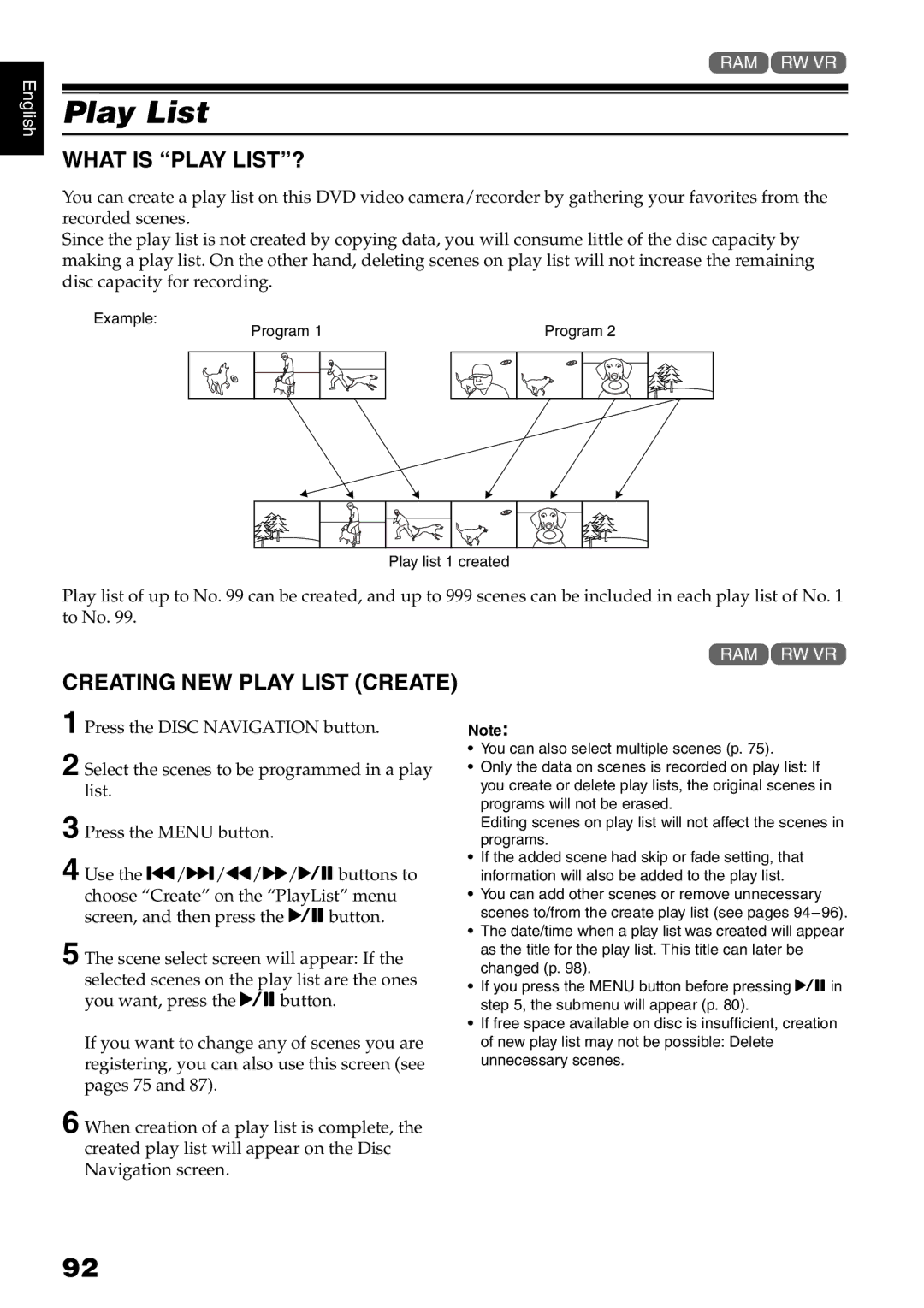 Hitachi DZ-B35A instruction manual What is Play LIST?, Creating NEW Play List Create 