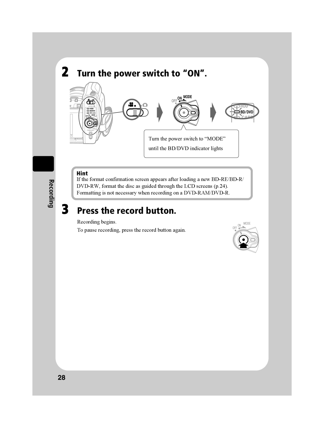 Hitachi DZ-BD10HA instruction manual Hint 