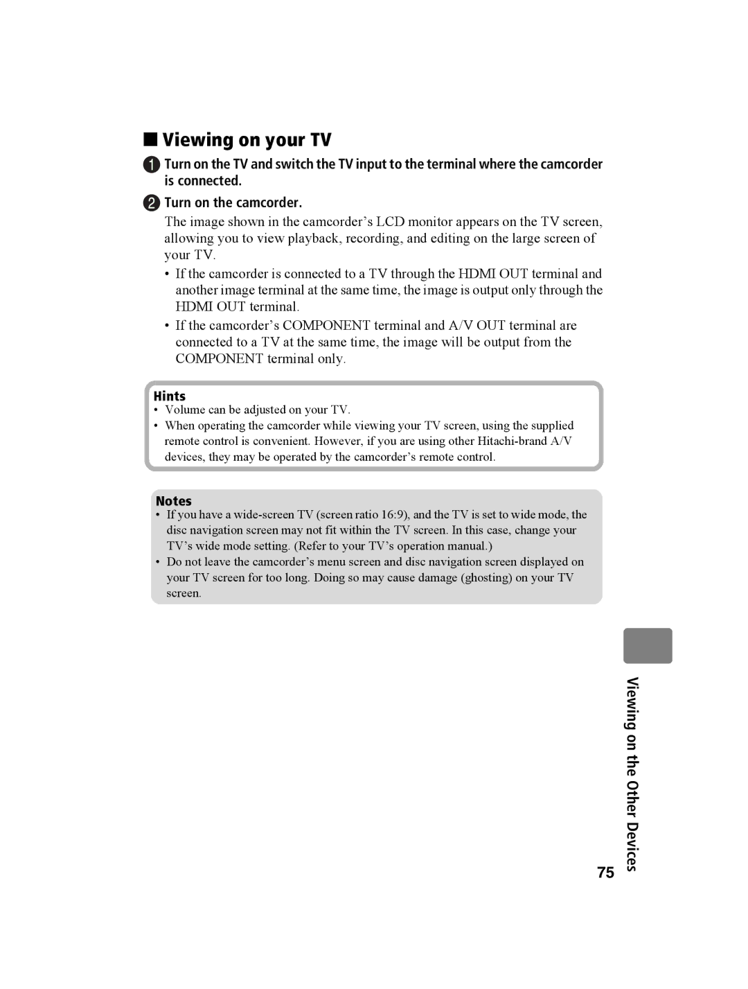 Hitachi DZ-BD10HA instruction manual „ Viewing on your TV, Volume can be adjusted on your TV 