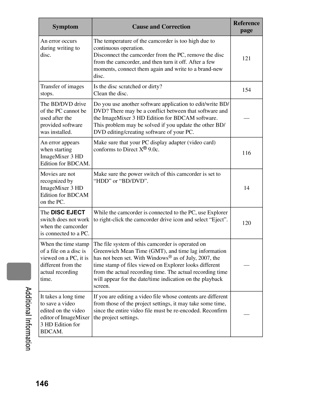 Hitachi DZ-BD70A, DZ-BD7HA instruction manual 146, Disc Eject 