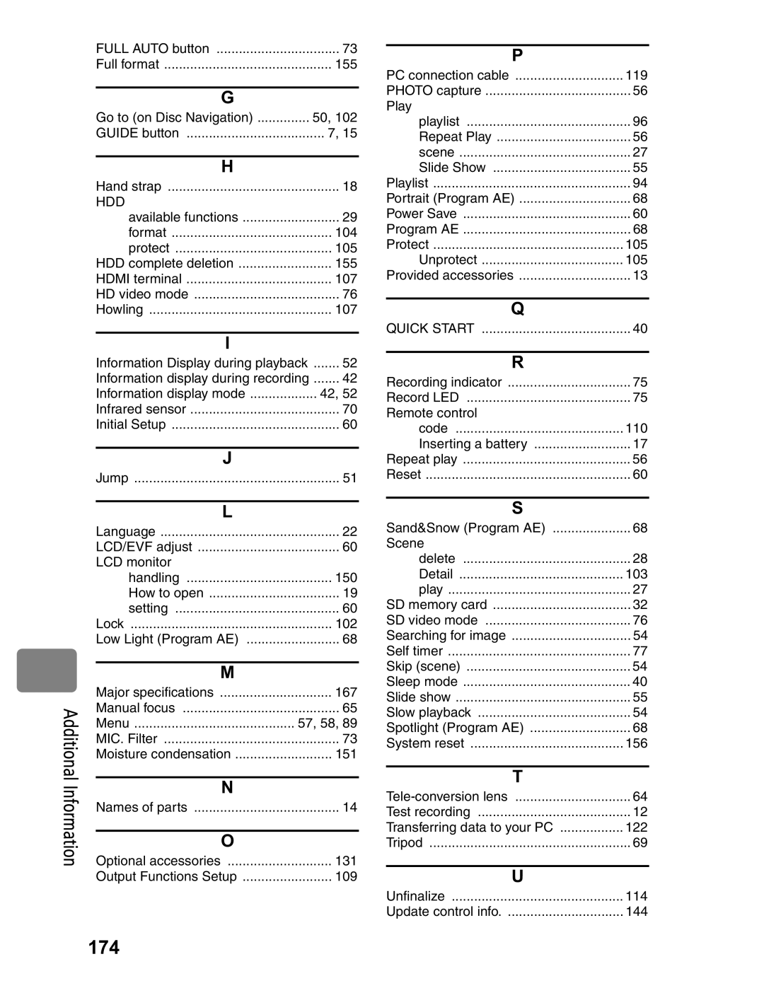 Hitachi DZ-BD70A, DZ-BD7HA instruction manual 174, Hdd 