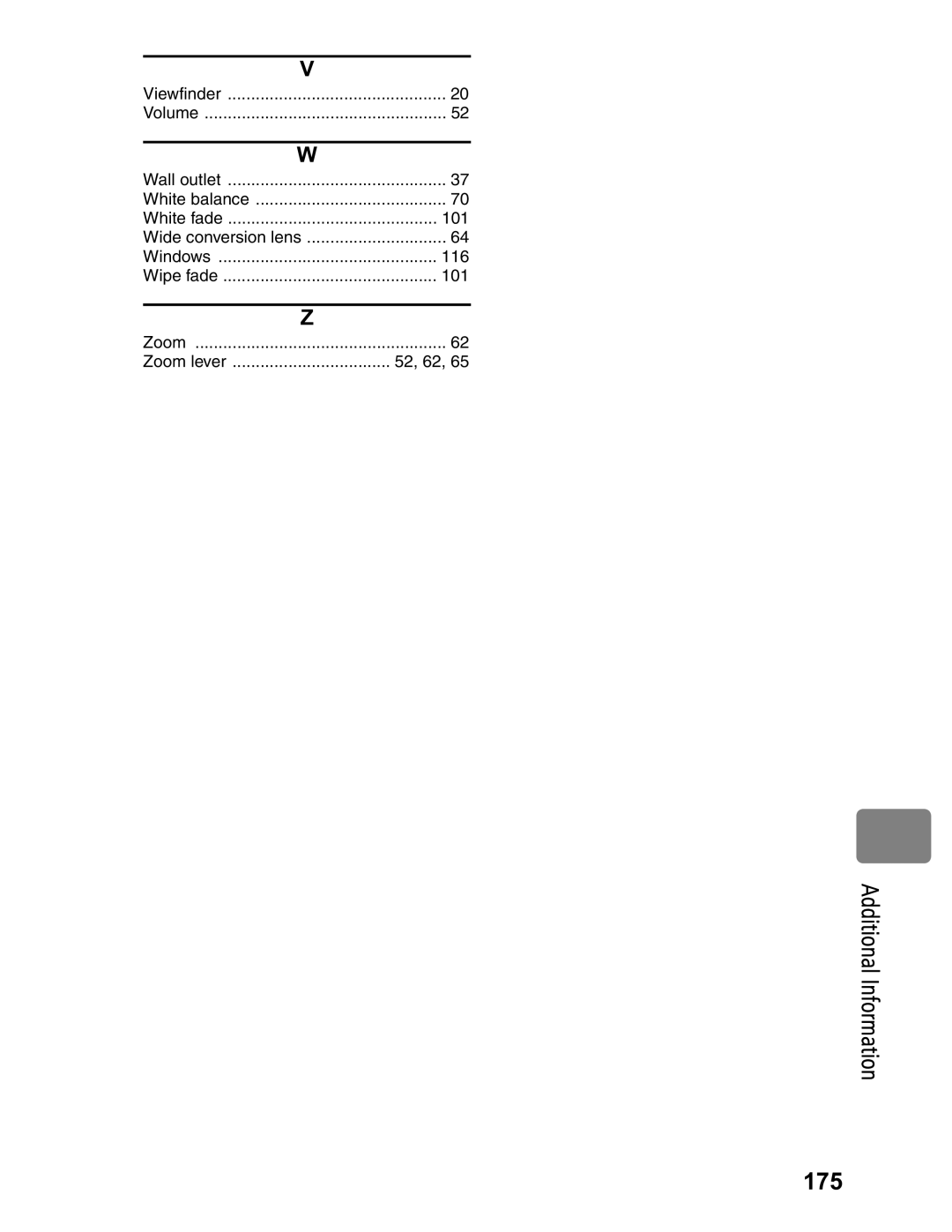 Hitachi DZ-BD7HA, DZ-BD70A instruction manual Additional Information 175 