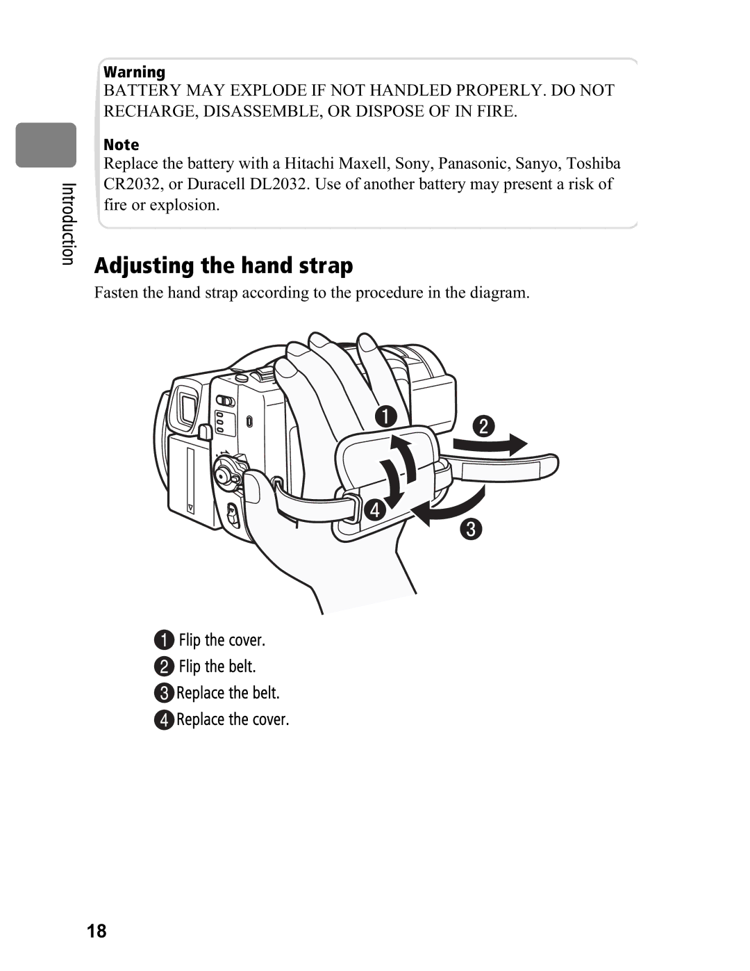 Hitachi DZ-BD70A, DZ-BD7HA instruction manual Adjusting the hand strap 