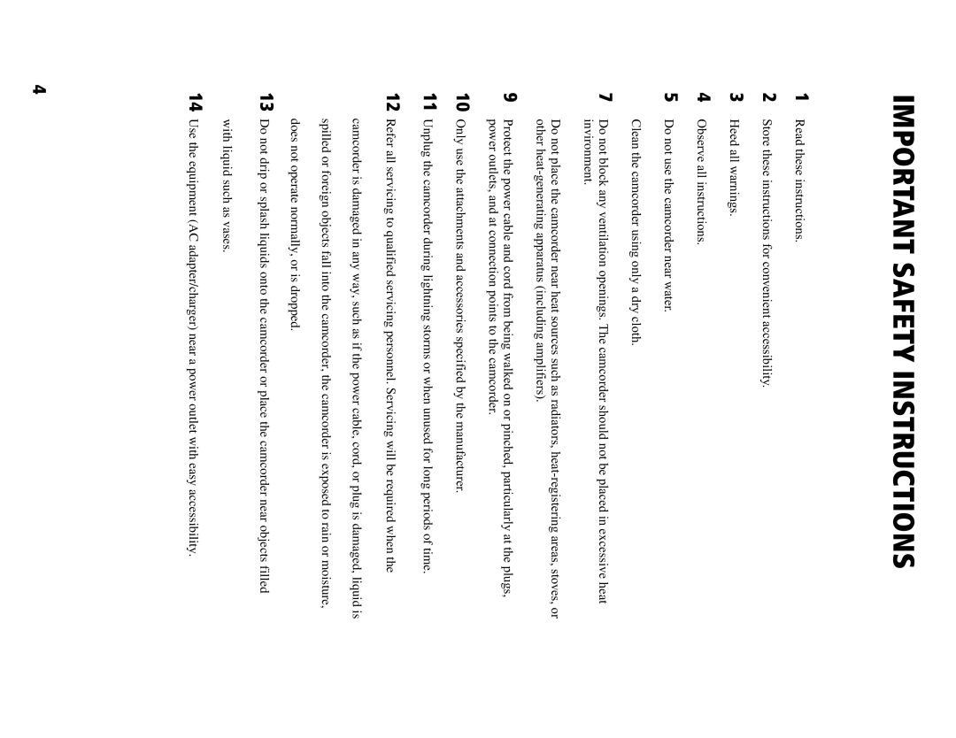 Hitachi DZ-BD70A, DZ-BD7HA instruction manual Important Safety Instructions 