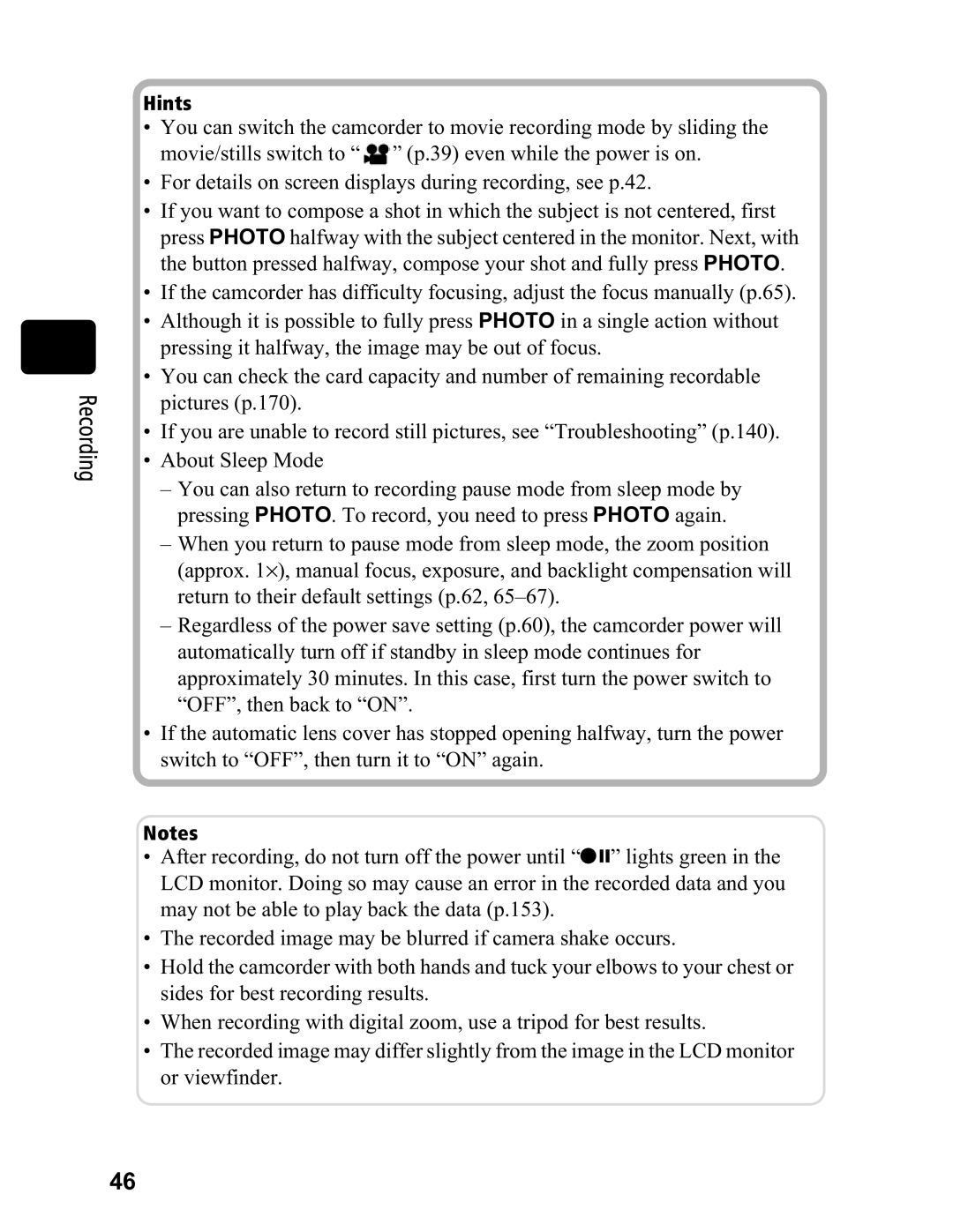 Hitachi DZ-BD70A, DZ-BD7HA instruction manual Hints 