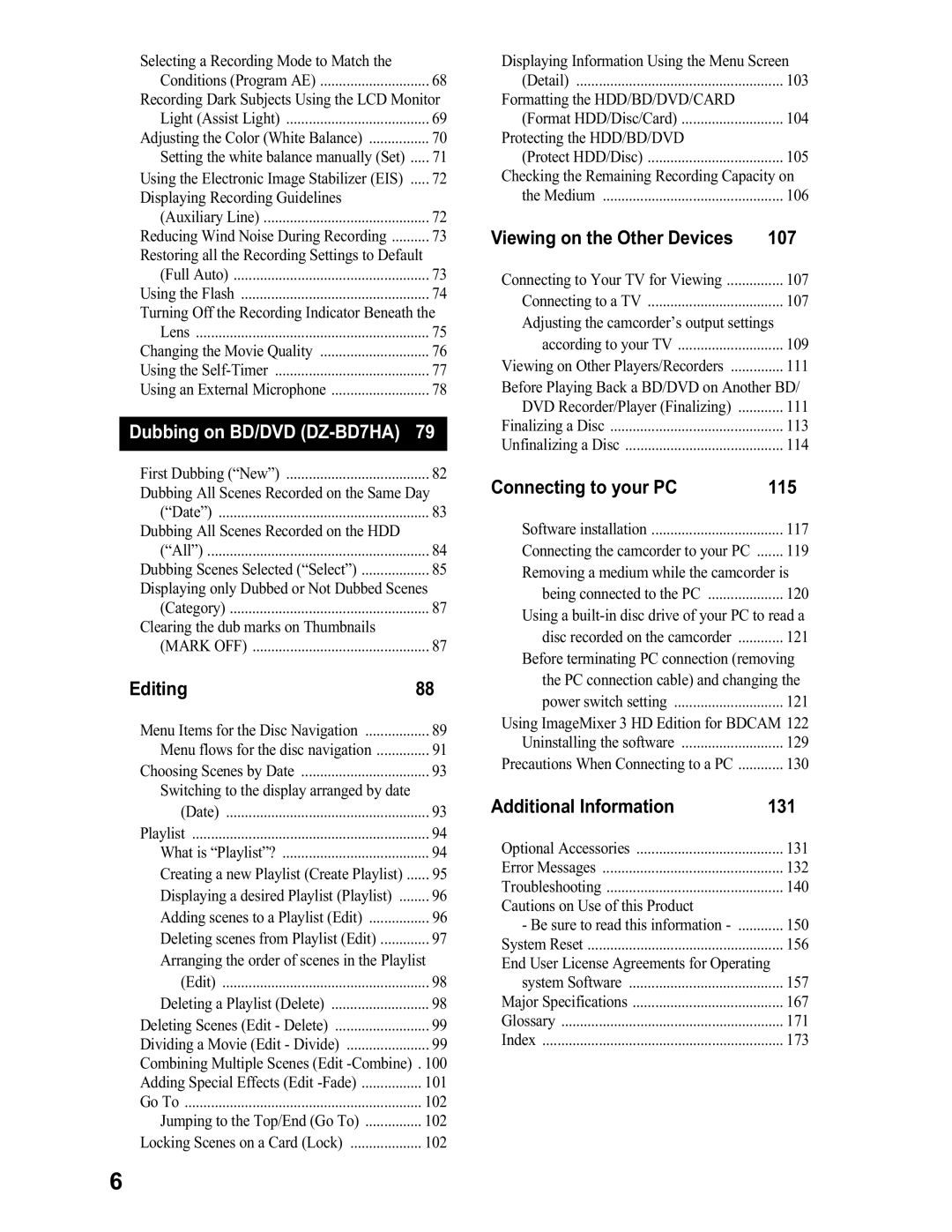 Hitachi DZ-BD70A, DZ-BD7HA instruction manual Editing 