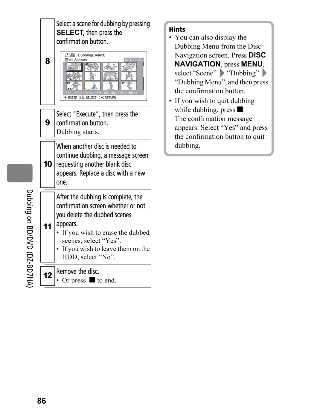 Hitachi DZ-BD70A, DZ-BD7HA instruction manual When another disc is needed to 