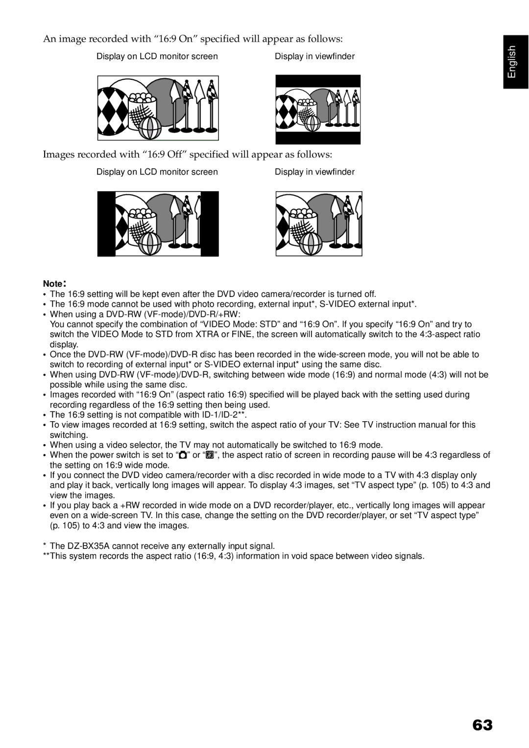 Hitachi DZ-GX3200A, DZ-GX3100A, DZ-BX35A, DZ-GX3300A instruction manual Display in viewfinder 