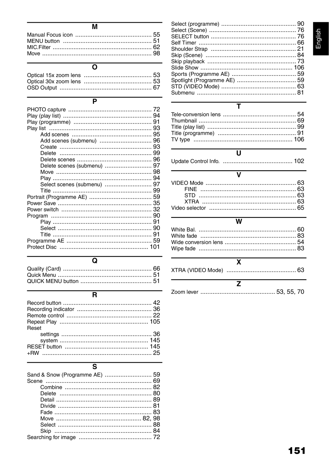 Hitachi DZ-GX5020E, DZ-GX5040E, DZ-GX5100E instruction manual 151, 106 