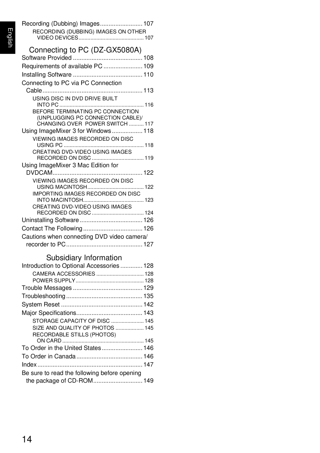 Hitachi DZ-GX5000A, DZ-GX5020A instruction manual Connecting to PC DZ-GX5080A, Subsidiary Information 