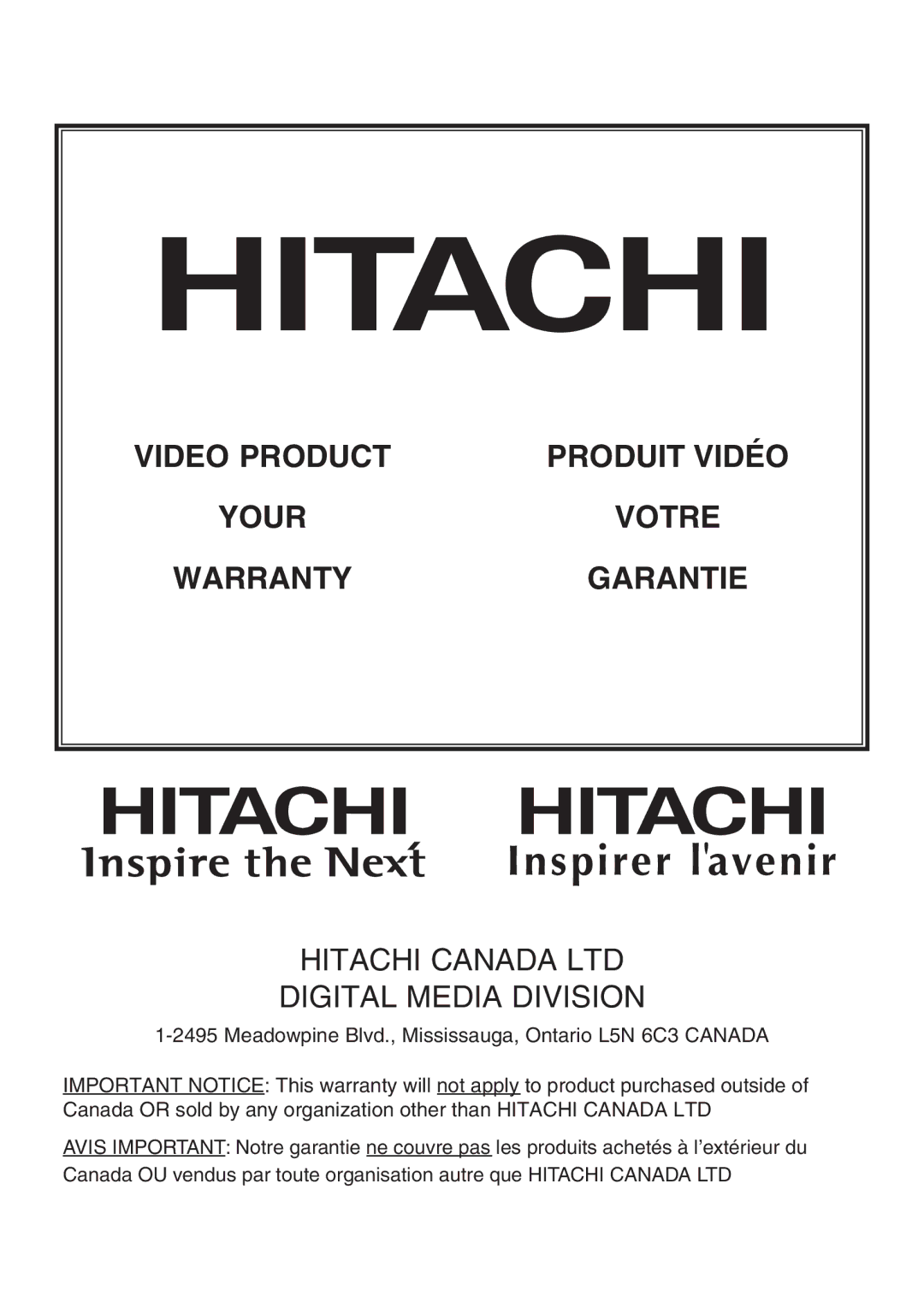 Hitachi DZ-GX5000A, DZ-GX5080A, DZ-GX5020A instruction manual Video Product 