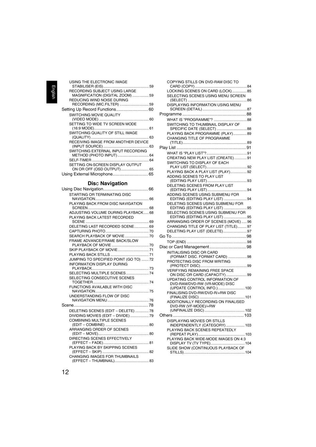 Hitachi DZ-GX5100SW, DZ-GX5060SW instruction manual Disc Navigation, Setting Up Record Functions 