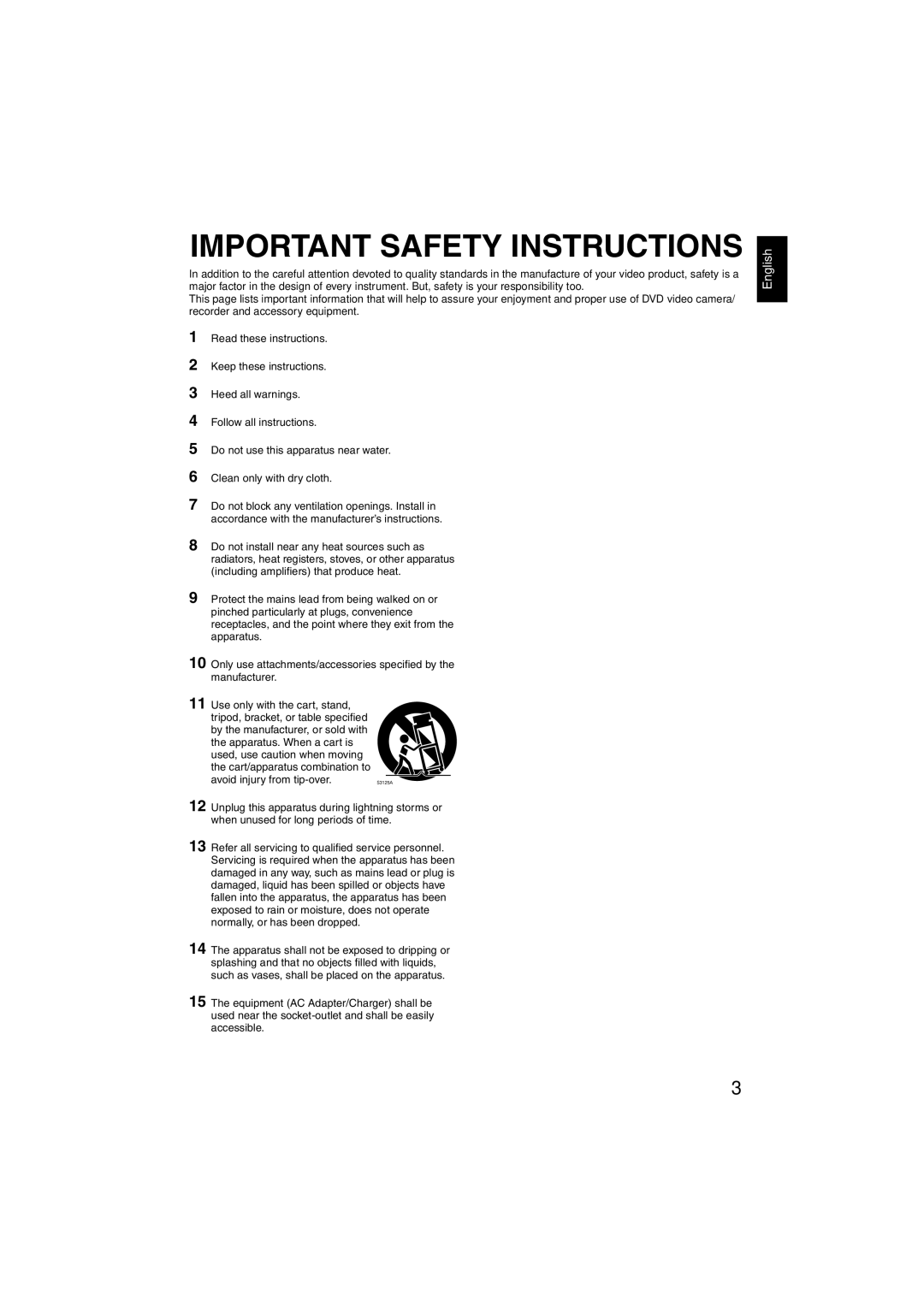 Hitachi DZ-GX5060SW, DZ-GX5100SW instruction manual Important Safety Instructions 