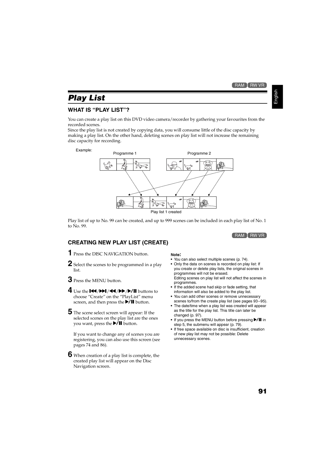 Hitachi DZ-GX5060SW, DZ-GX5100SW instruction manual What is Play LIST?, Creating NEW Play List Create 