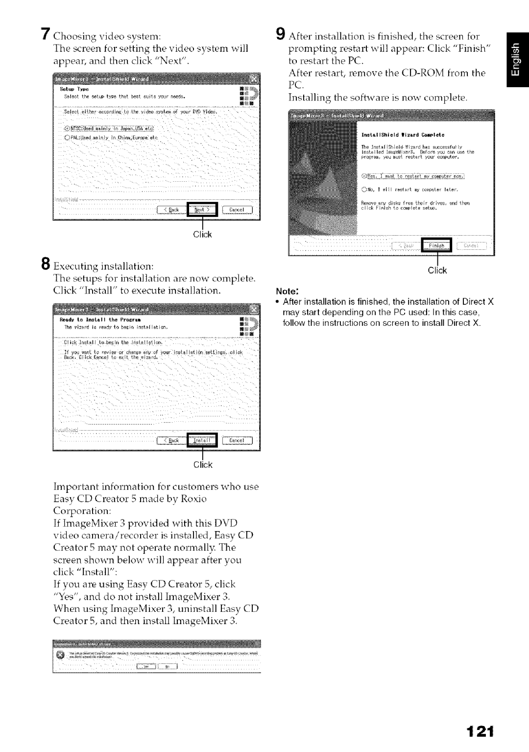 Hitachi DZ-HS3OOA instruction manual 121, Click 